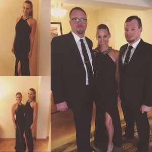 Calvin Klein Black Halter Formal Gown SZ 6